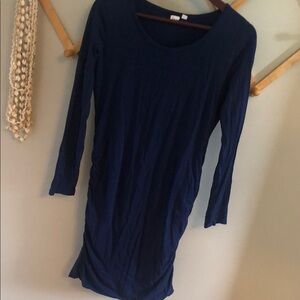 GAP Maternity Blue Ruched Long Sleeve Bodycon Dress